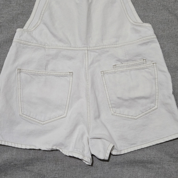 ZARA White Denim Shorts Overalls Size Medium - Picture 7 of 13
